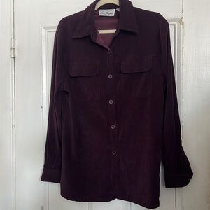 Lisa Joseph’s Plum Suede like Button Down Shirt - Size Small